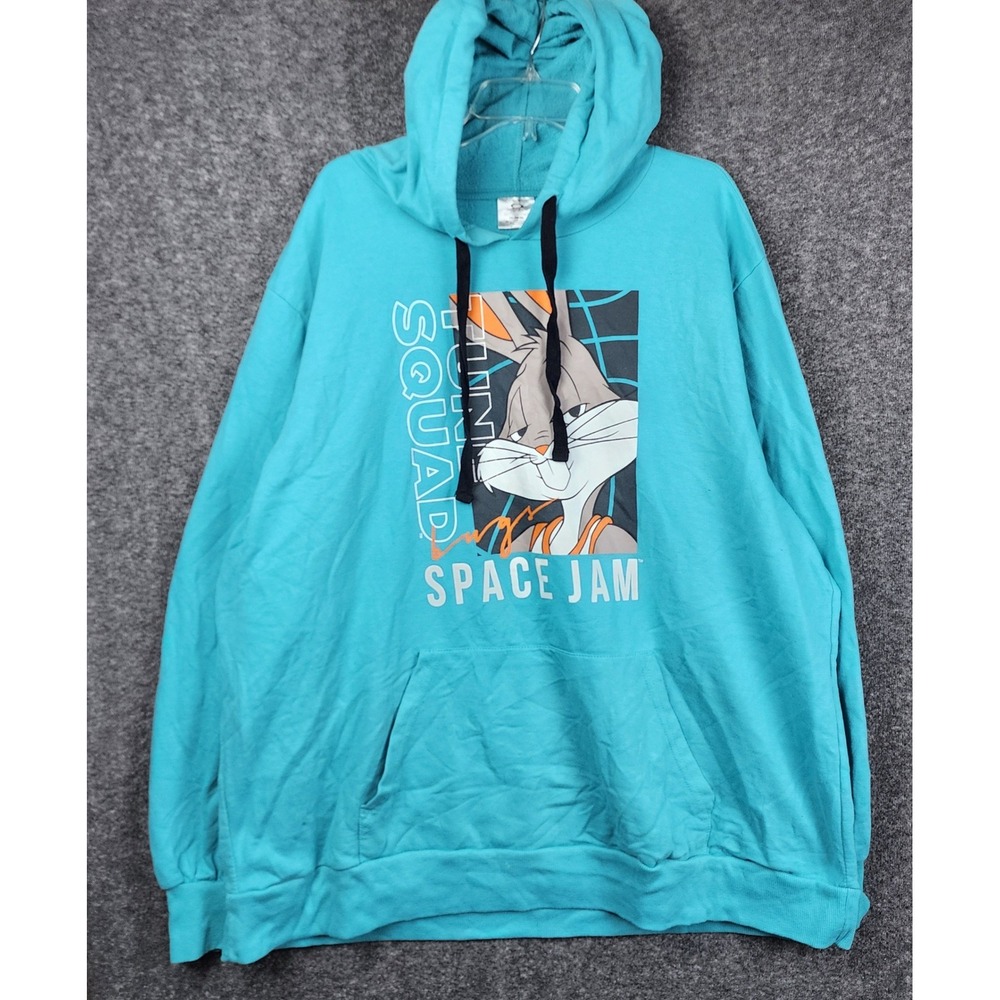 Space Jam Hoodie Mens 3XL Teal Bugs Bunny Tune Squad Graphic Pullover